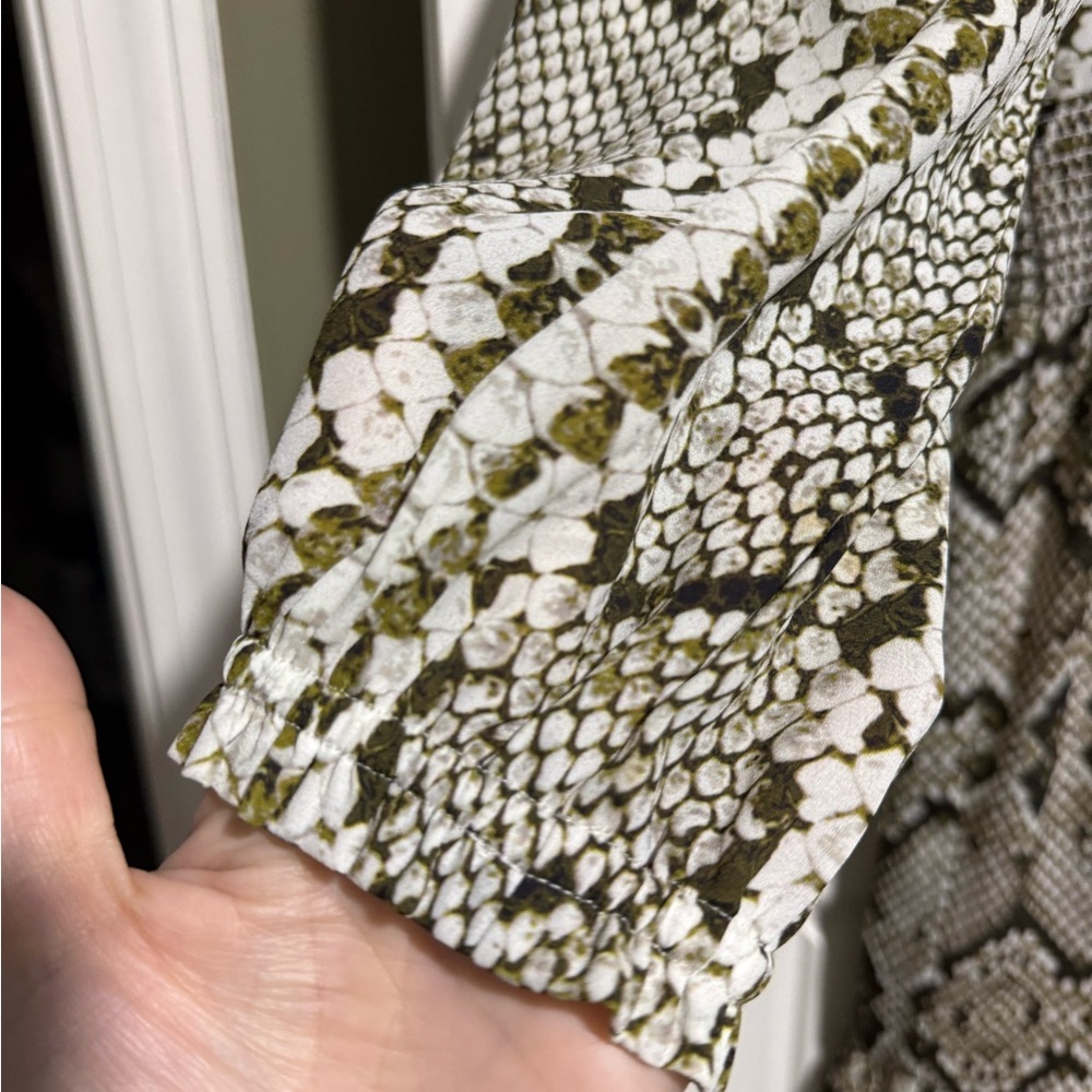 J. Crew Cream and Black Snake Print Long Sleeve Dress - Picture 5 of 8